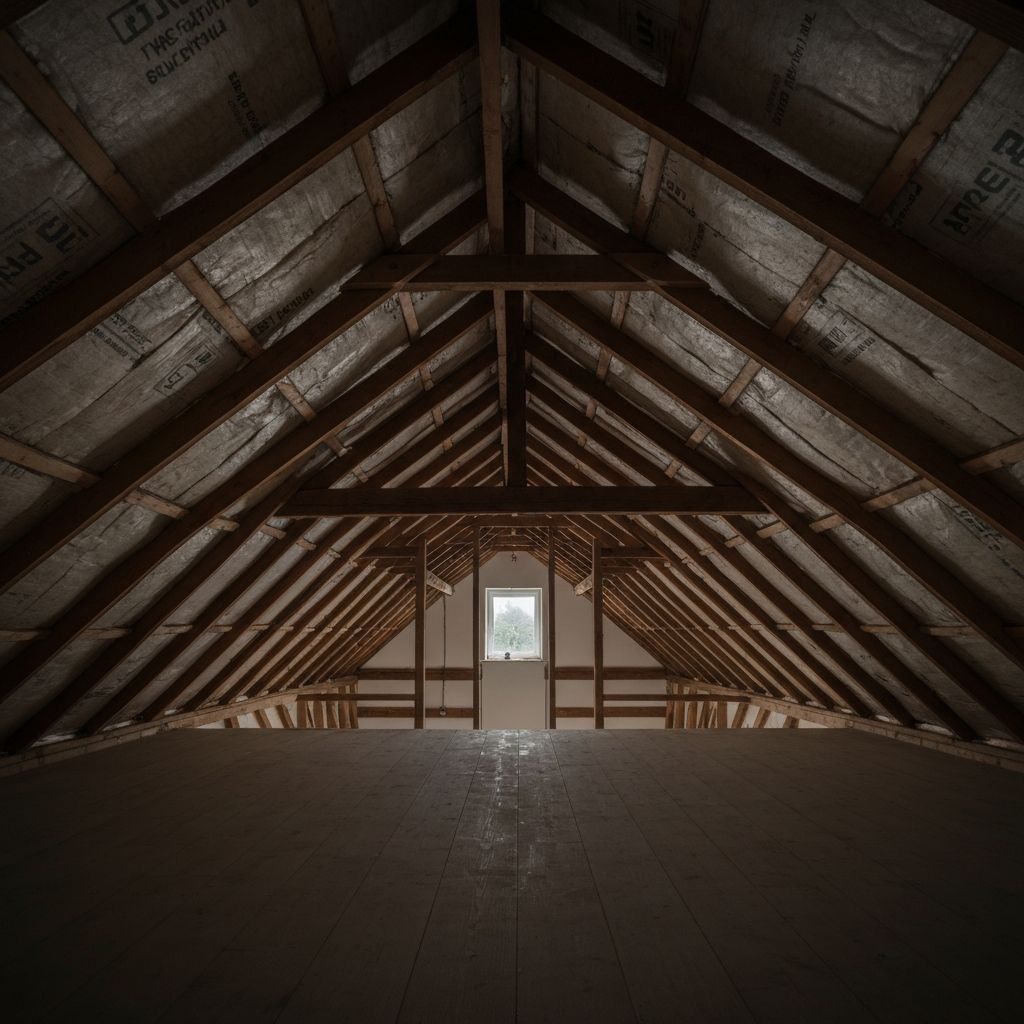 Loft insulation removal — rafters exposed after spray foam removal